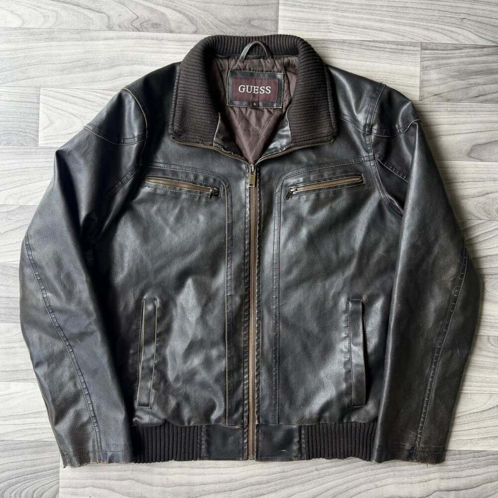 Guess Detroit Black Leather Jacket